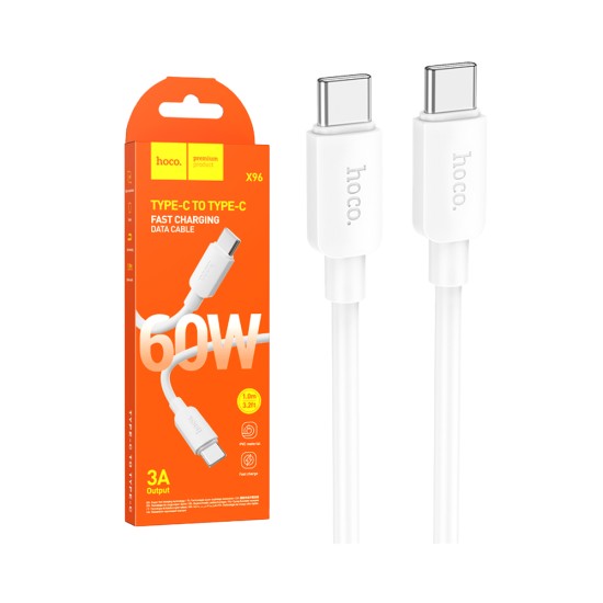 Cable de Carga Hoco X96 Fast Hyper 60W 3A Tipo-c a Type-c 1m Blanco Cable de Carga Hoco X96 Fast Hyper 60W 3A Tipo-c a Type-c 1m Blanco